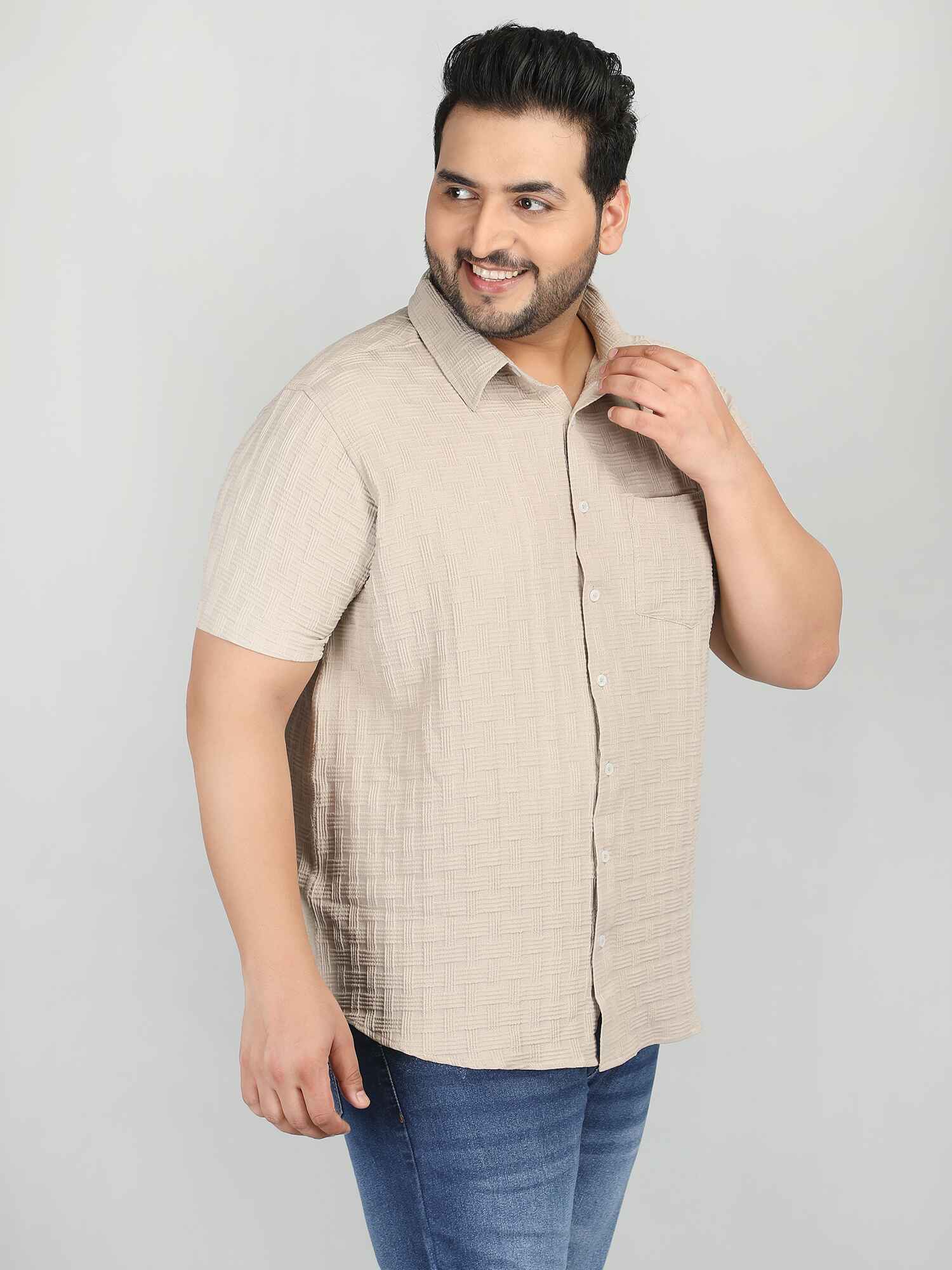 قميص رجالي فضفاض بمقاس كبير ومريح من قماش ناعم - BLISS