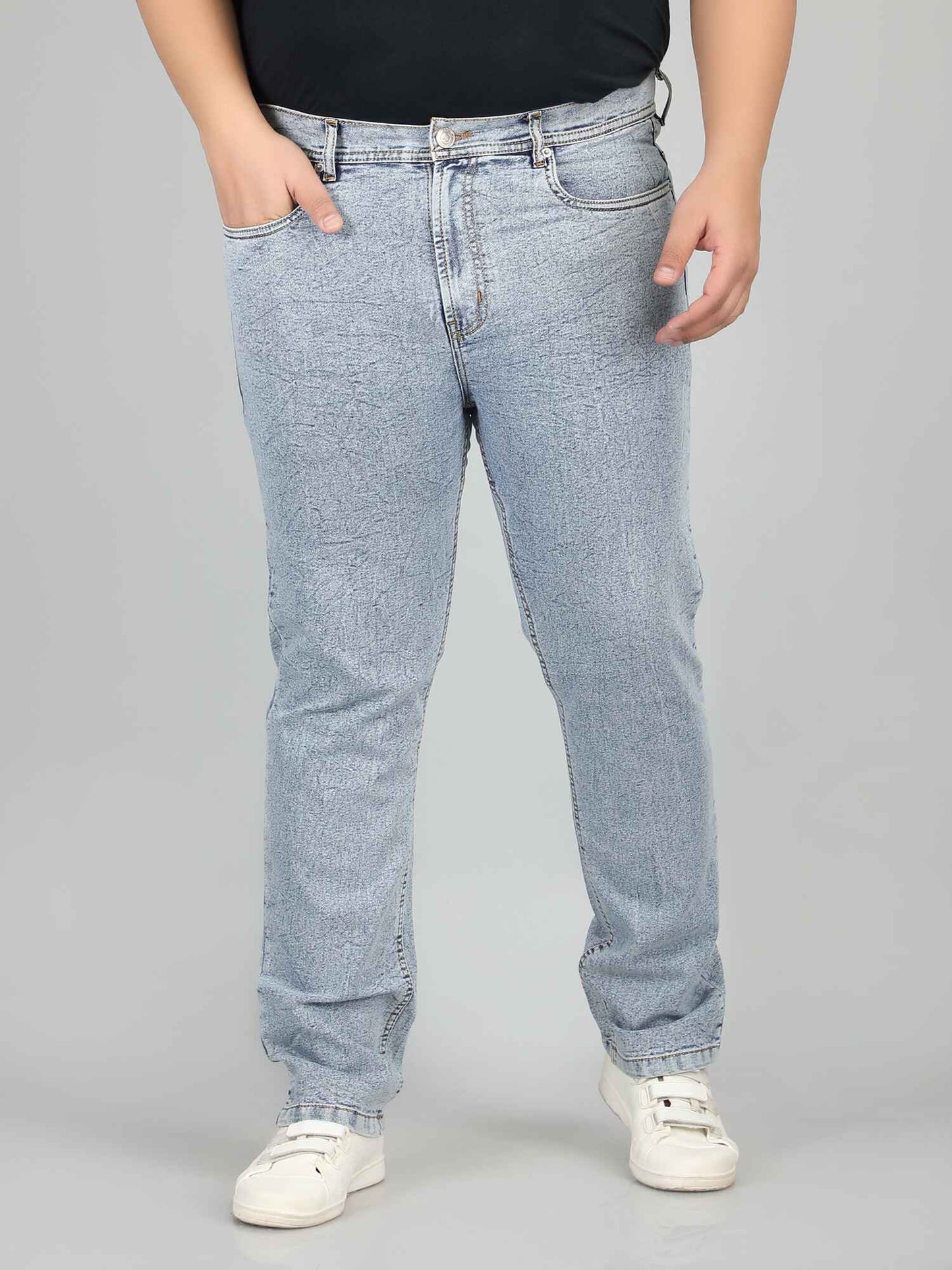 XL वियर प्लश साइज़ डेनिम पुरुषों के लिए एसिड वॉश - GUSTO