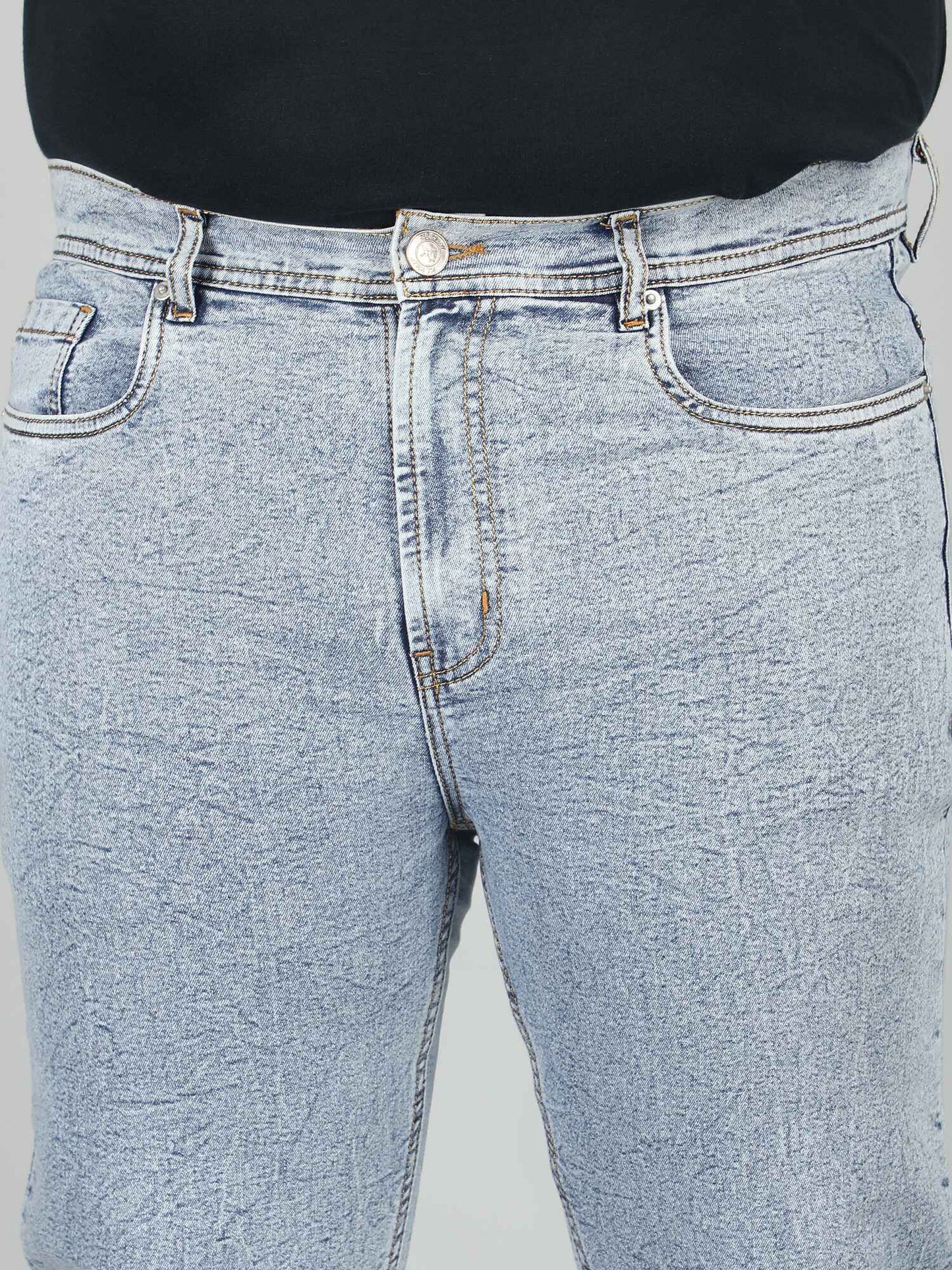 XL वियर प्लश साइज़ डेनिम पुरुषों के लिए एसिड वॉश - GUSTO