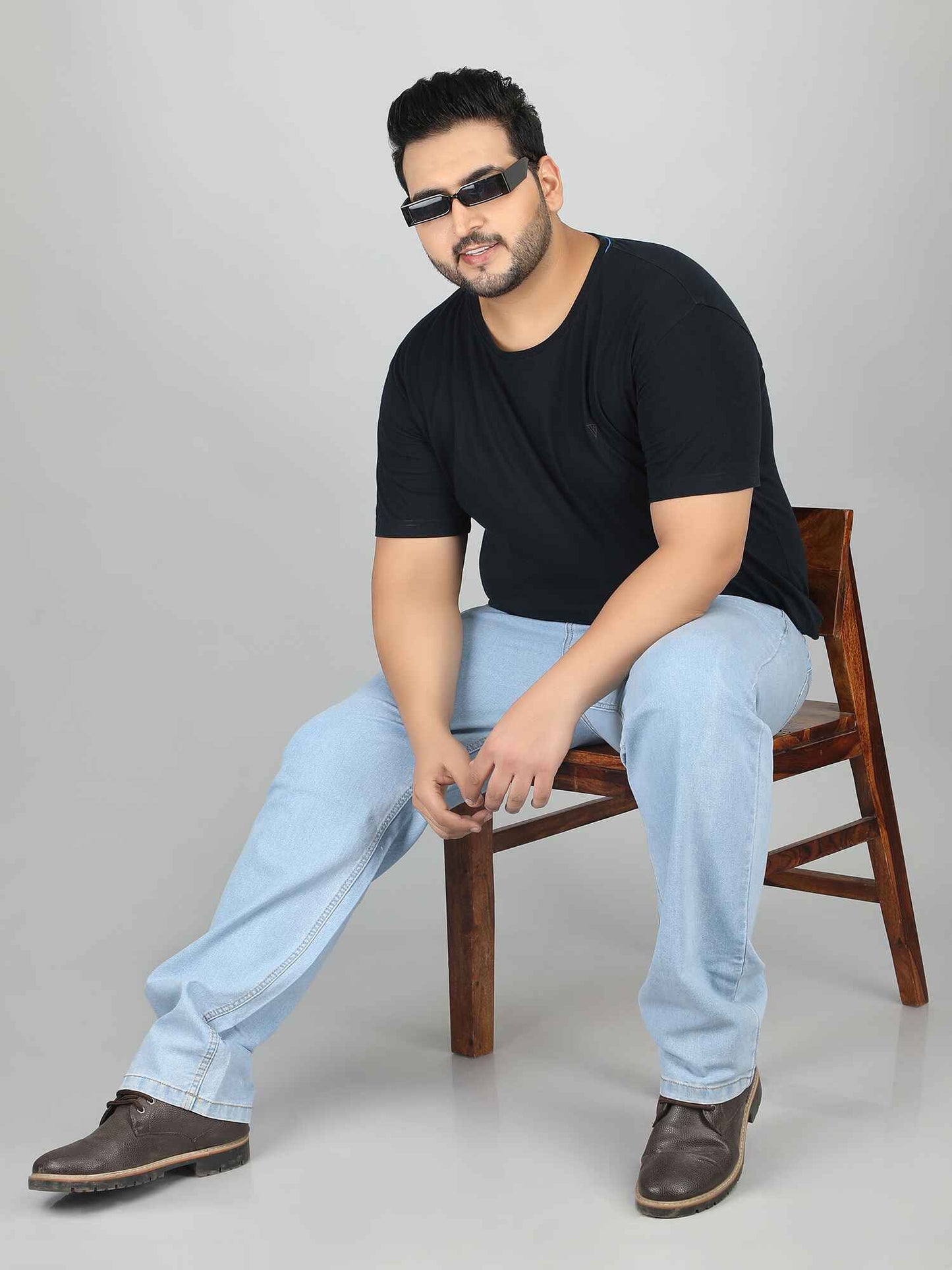 XL वियर प्लश साइज़ डेनिम पुरुषों के लिए लाइट वॉश - फ्लेयर