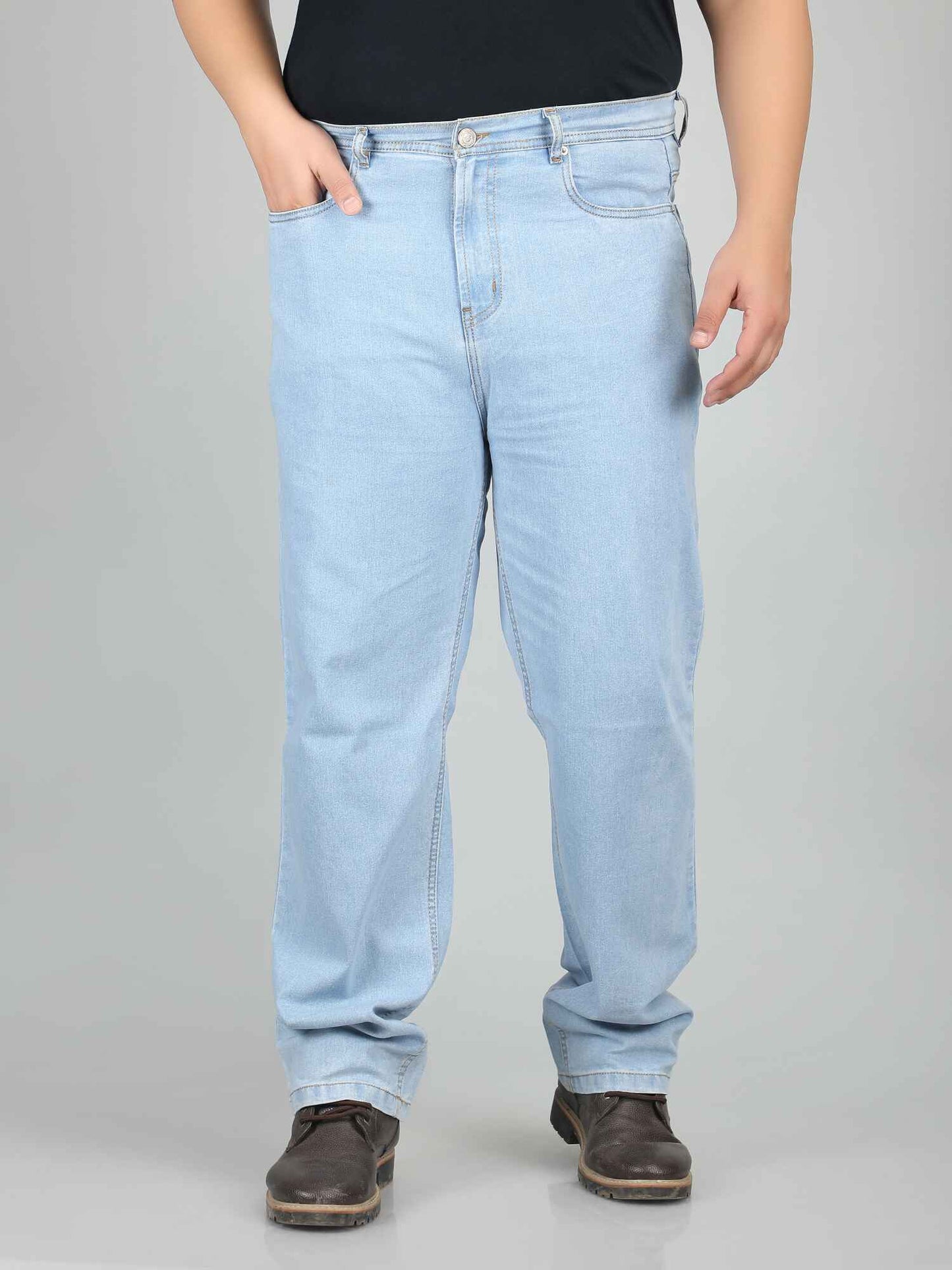 XL वियर प्लश साइज़ डेनिम पुरुषों के लिए लाइट वॉश - फ्लेयर