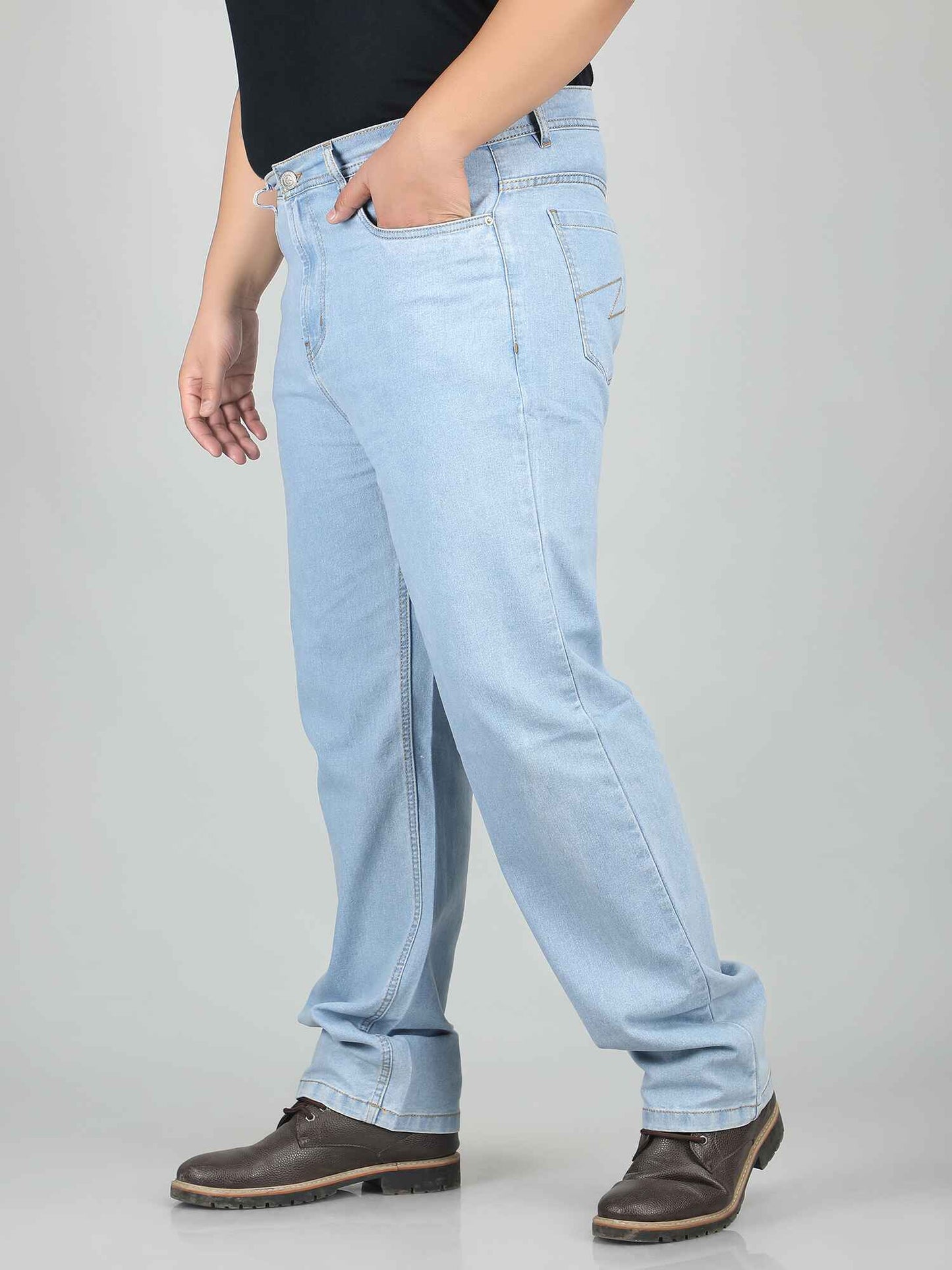 XL वियर प्लश साइज़ डेनिम पुरुषों के लिए लाइट वॉश - फ्लेयर