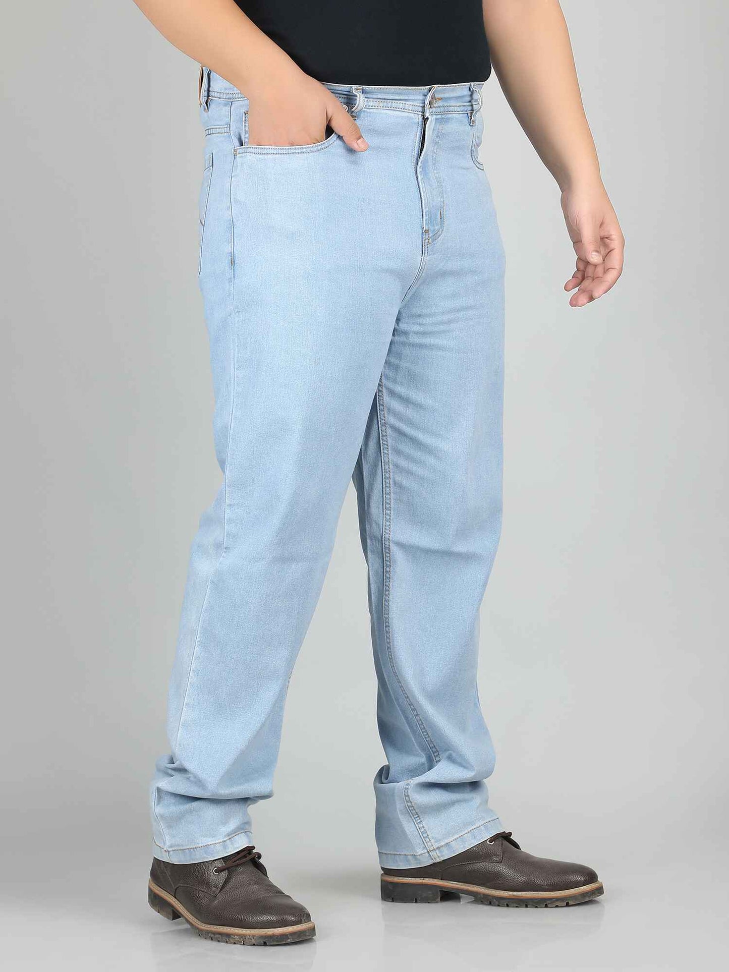 XL वियर प्लश साइज़ डेनिम पुरुषों के लिए लाइट वॉश - फ्लेयर