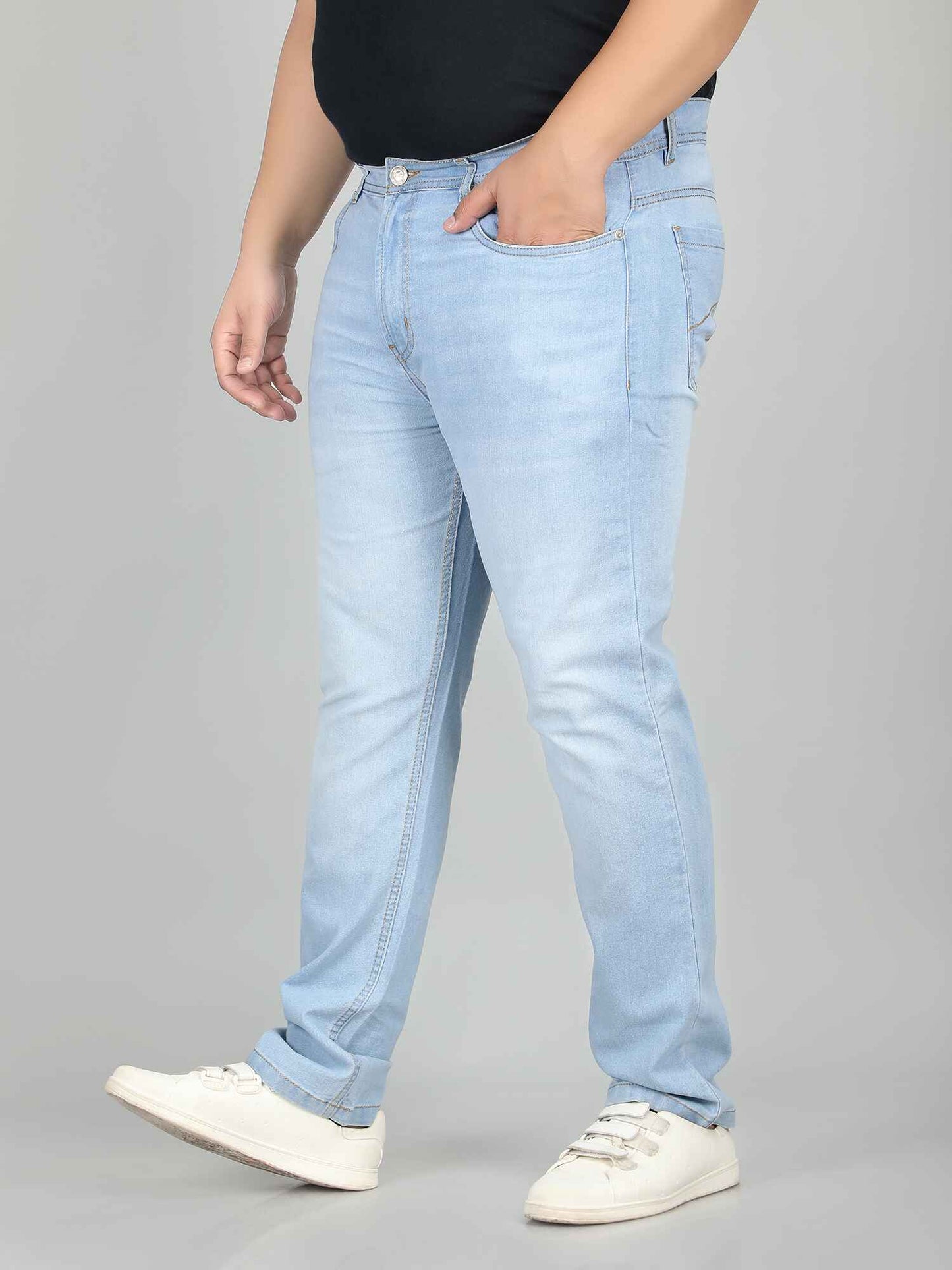 XL वियर प्लश साइज़ डेनिम पुरुषों के लिए लाइट वॉश - CRAVE