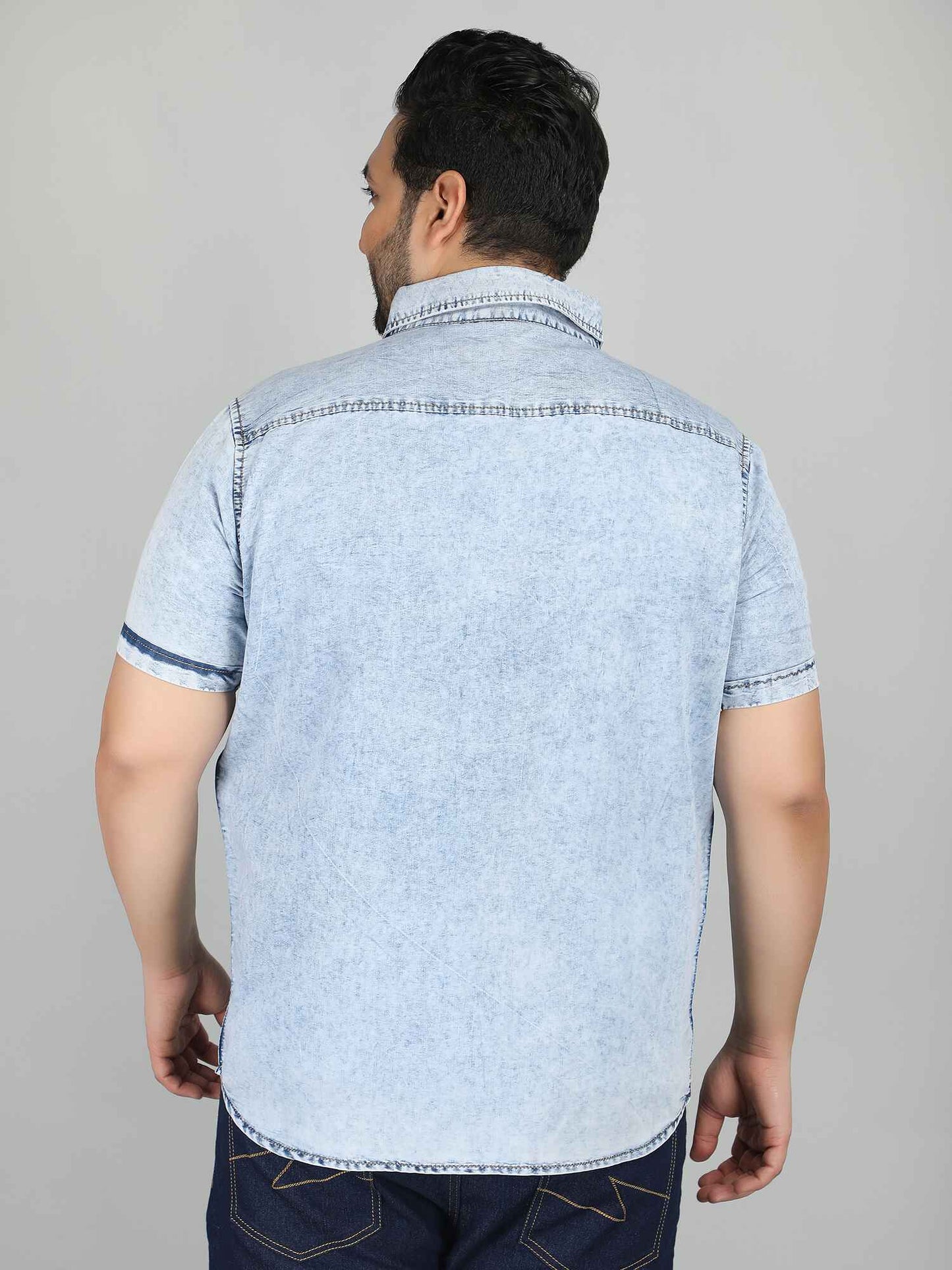 XL पहनें आलीशान आकार डेनिम शर्ट ब्लू - अफवाह