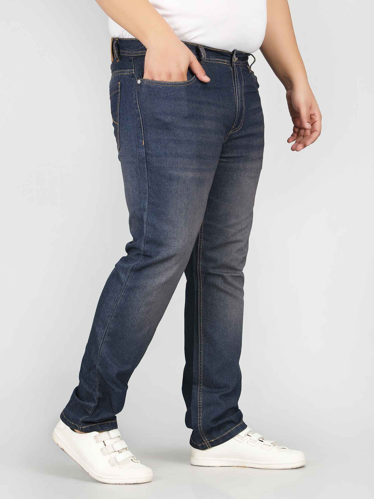 XL Wear Plush Size Denim for Men's Enzyme Wash - QUILT