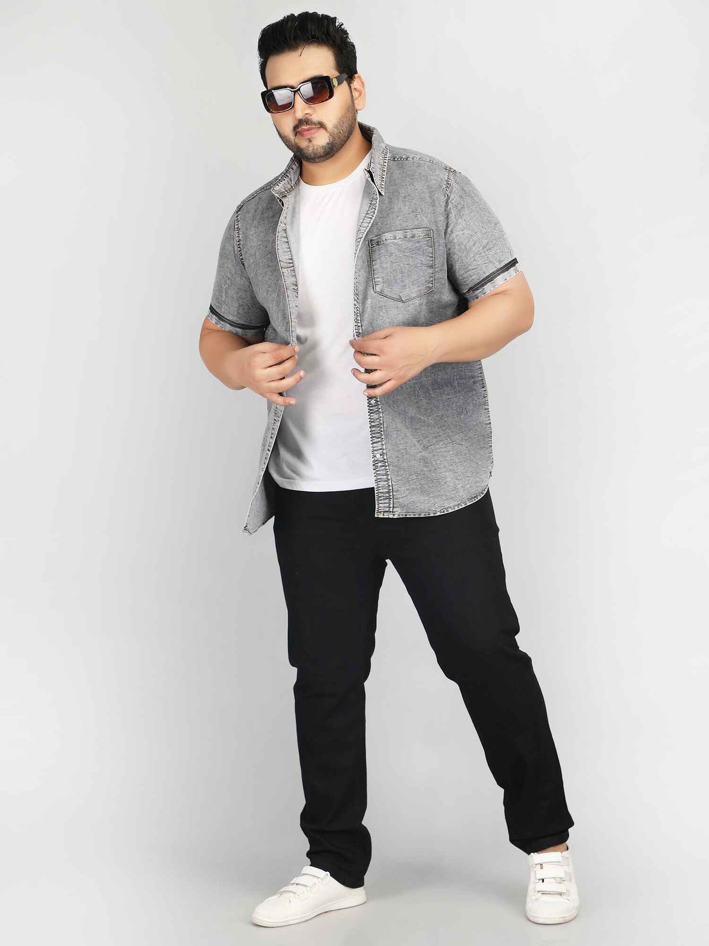 XL पहनें आलीशान आकार डेनिम शर्ट नीला - अल्ट्रा