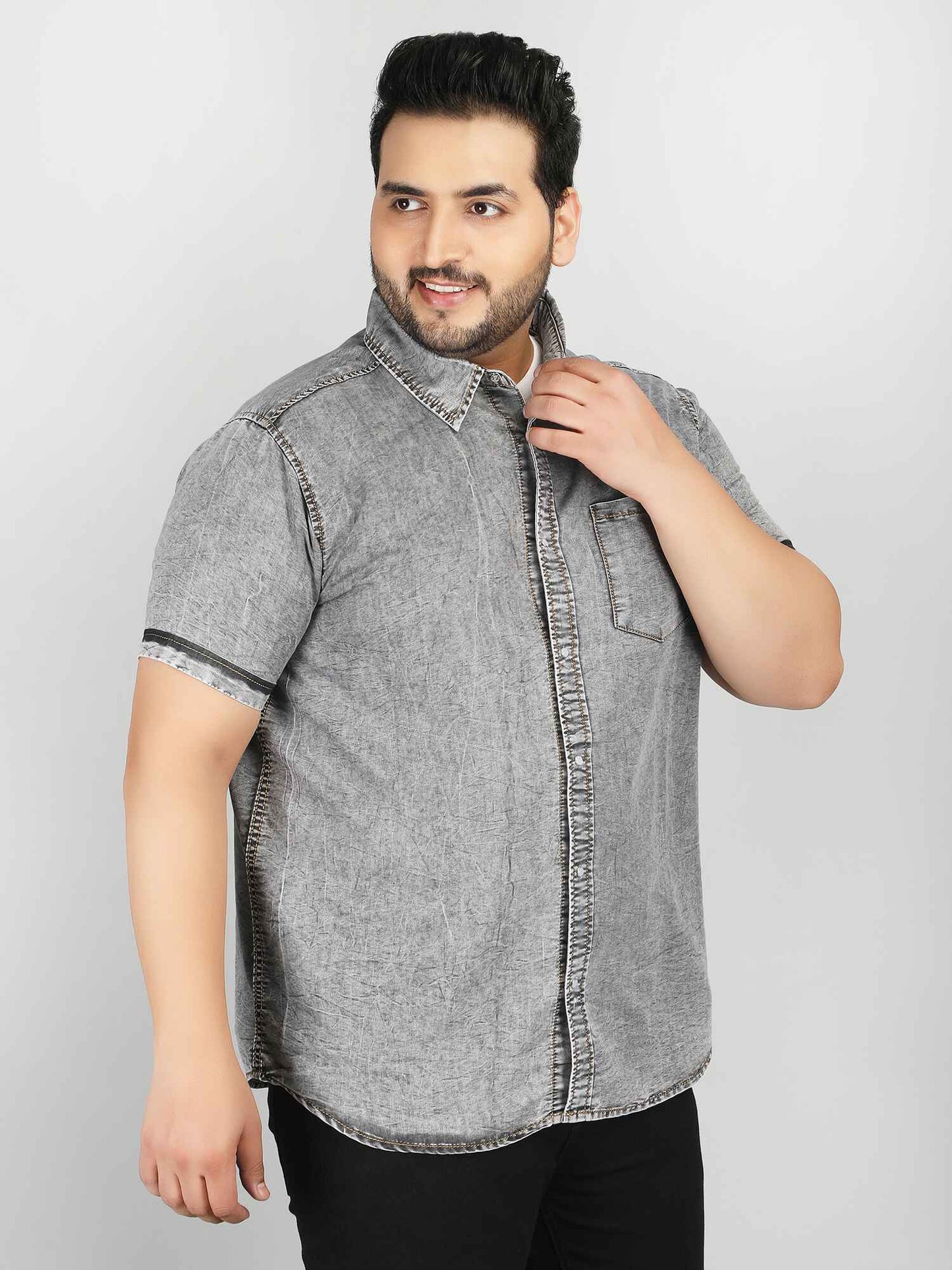 XL पहनें आलीशान आकार डेनिम शर्ट नीला - अल्ट्रा