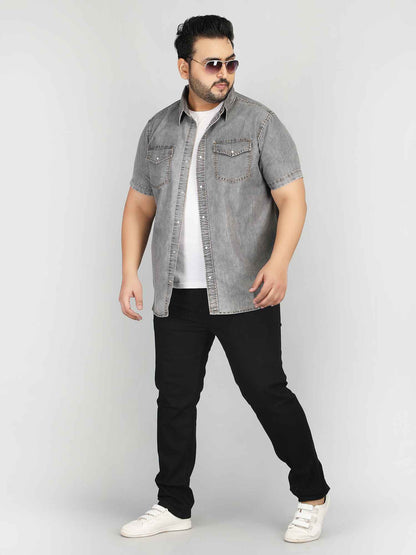 XL वियर आलीशान आकार डेनिम शर्ट - ORBIT