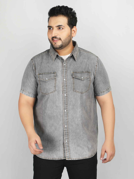 XL वियर आलीशान आकार डेनिम शर्ट - ORBIT