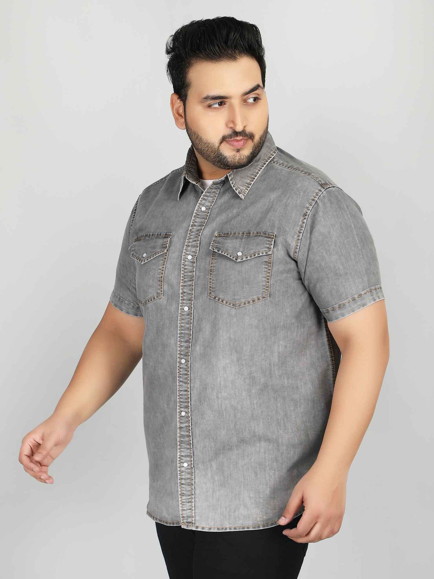 XL वियर आलीशान आकार डेनिम शर्ट - ORBIT