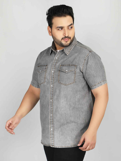 XL वियर आलीशान आकार डेनिम शर्ट - ORBIT