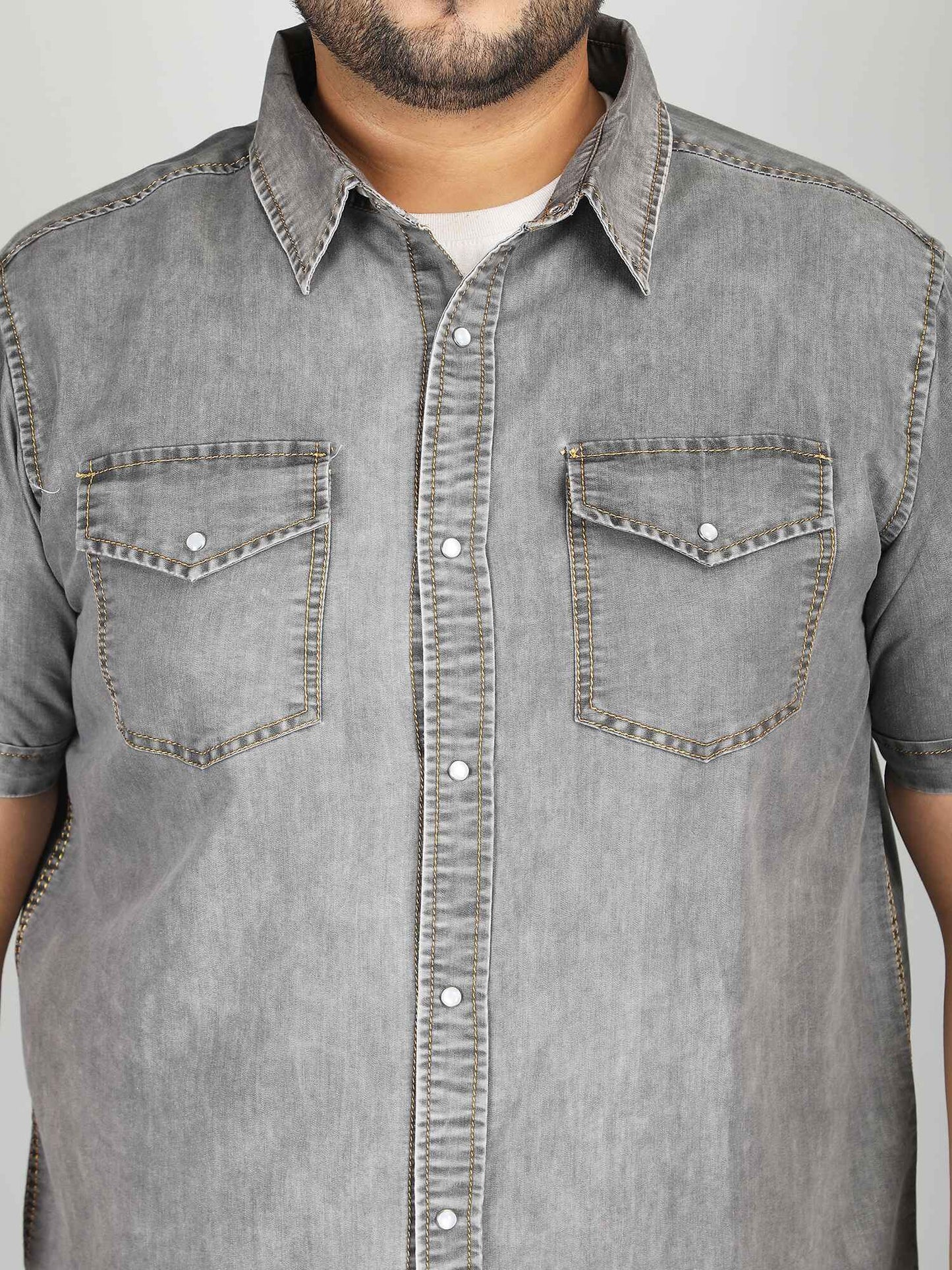 XL वियर आलीशान आकार डेनिम शर्ट - ORBIT