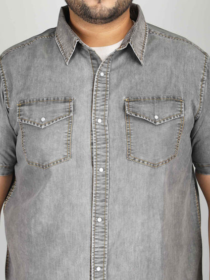 XL वियर आलीशान आकार डेनिम शर्ट - ORBIT