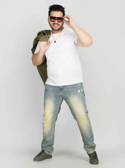 XL वियर प्लश साइज़ डेनिम पुरुषों के लिए एंजाइम वॉश - टैंगो