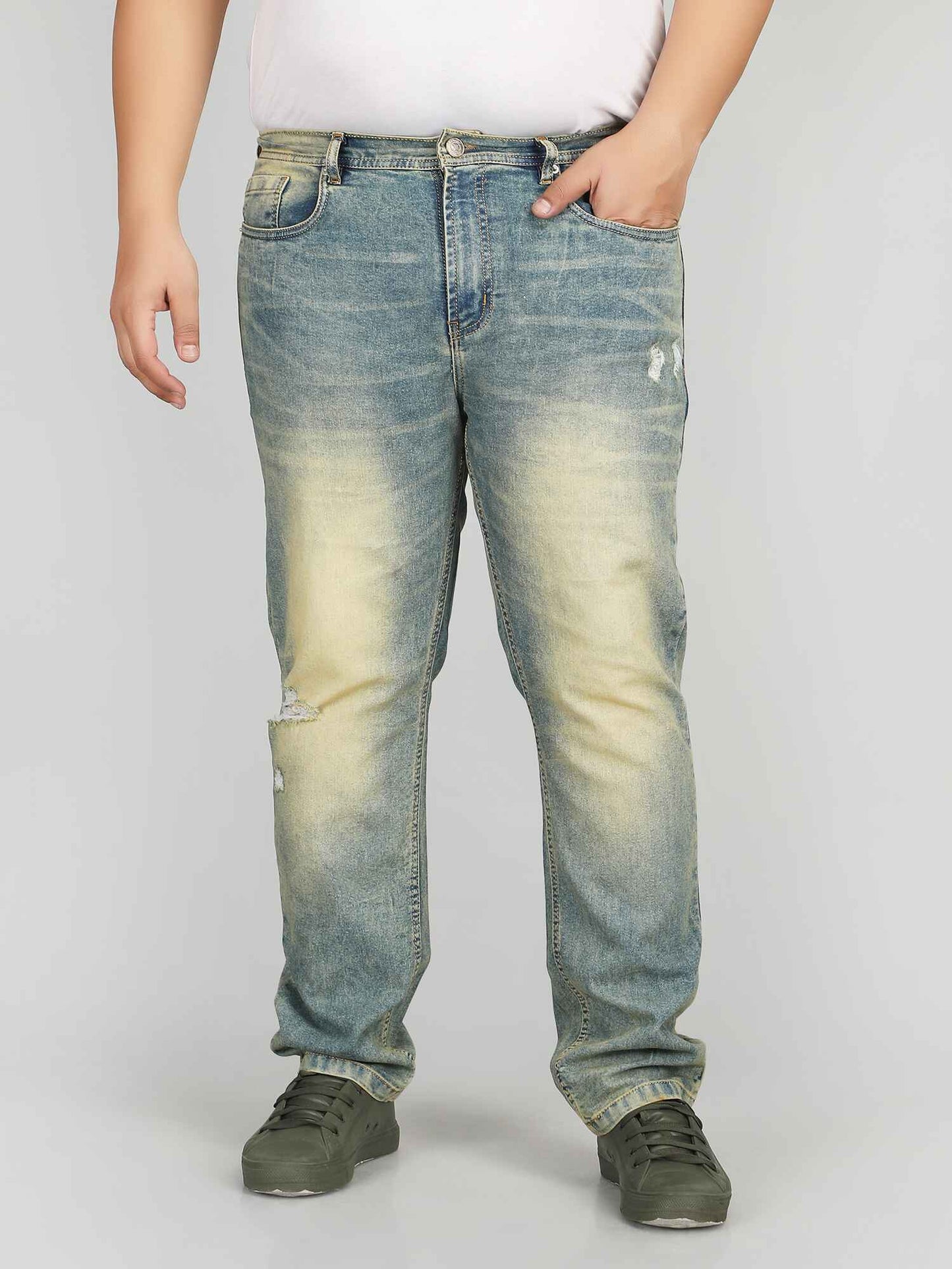 XL वियर प्लश साइज़ डेनिम पुरुषों के लिए एंजाइम वॉश - टैंगो