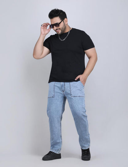 XL वियर प्लश साइज़ डेनिम पुरुषों के लिए एंजाइम वॉश - क्विल्ट