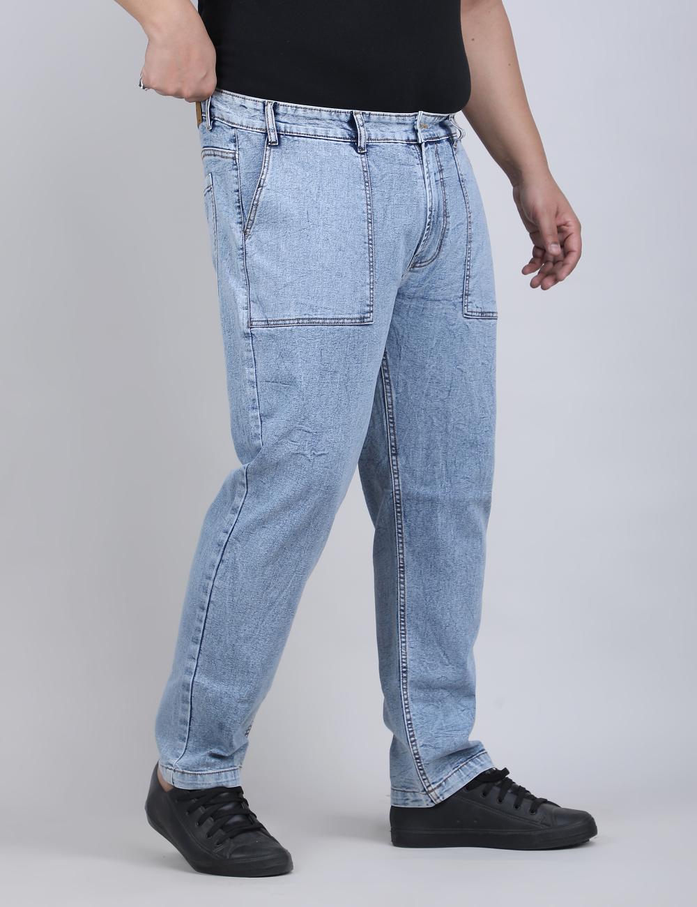 XL Wear Plush Size Denim for Men's Enzyme  Wash - ECHOO