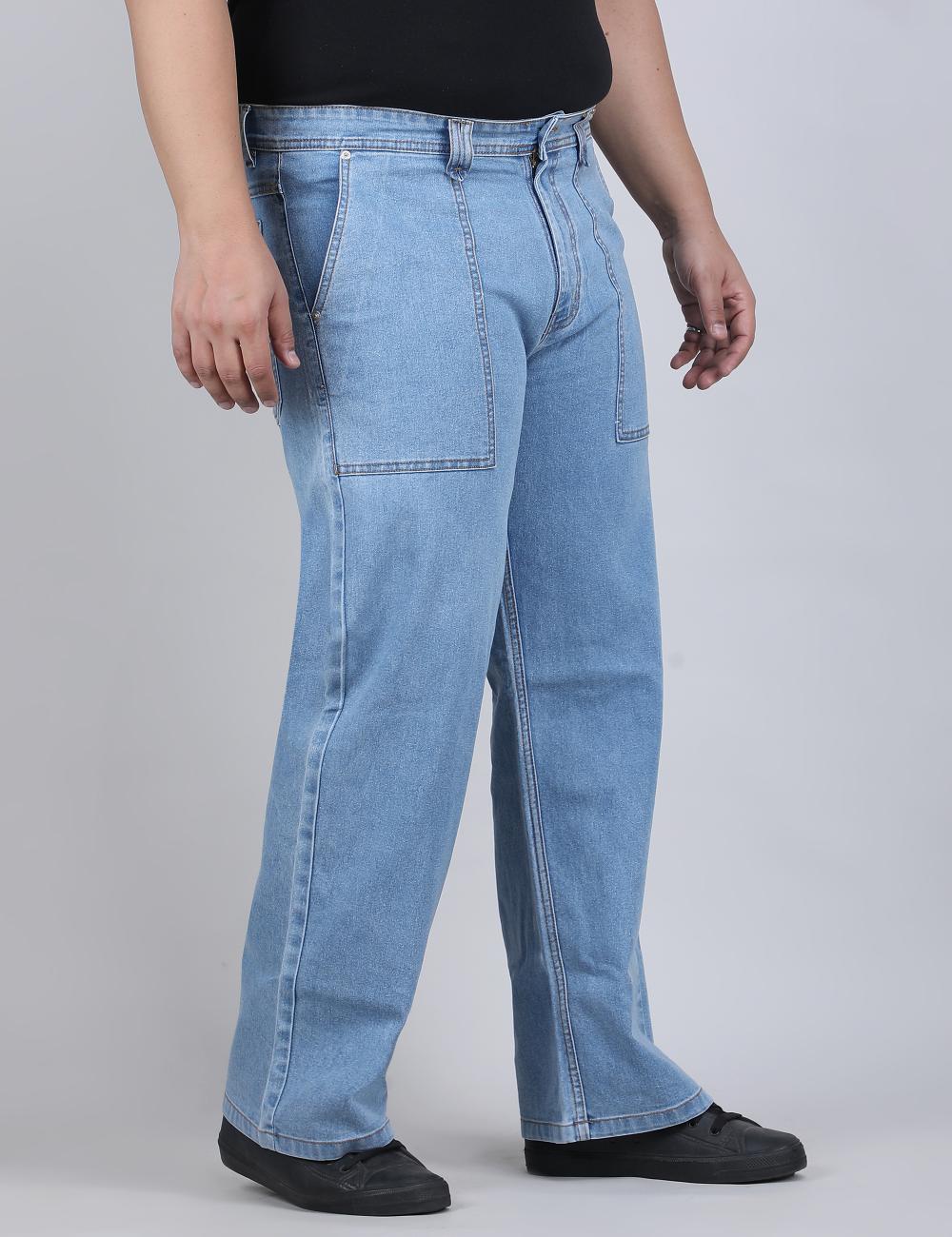 XL Wear Plush Size Denim for Men's Enzyme  Wash - LUMEA